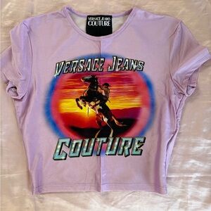 Versace Jeans Collection Lilac Short Sleeve Crop Tee